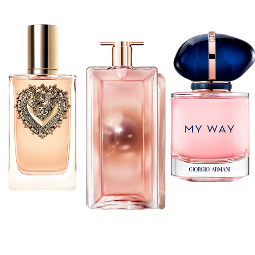 Conjunto de 3 perfumes Dolce & Gabanna Devotion, My Way Giorgio Armani, Lancôme Idôle 100ml