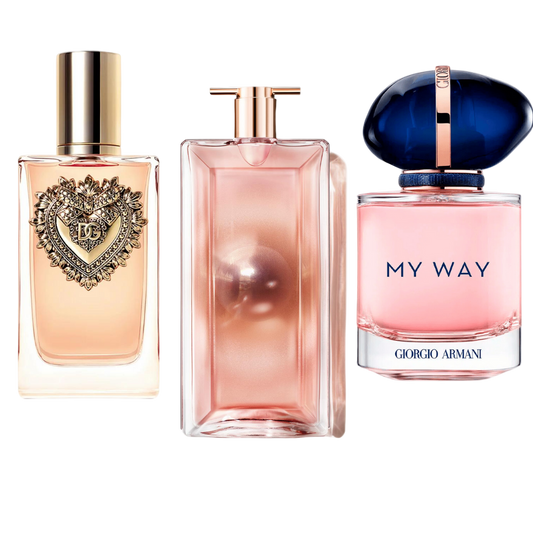 Conjunto de 3 perfumes Dolce & Gabanna Devotion, My Way Giorgio Armani, Lancôme Idôle 100ml