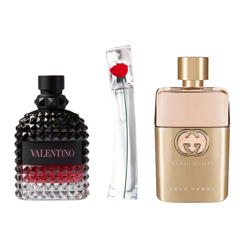 Conjunto de 3 perfumes 3 Gucci Guilt, Valentini Intense, Flower Kenzo 100ml